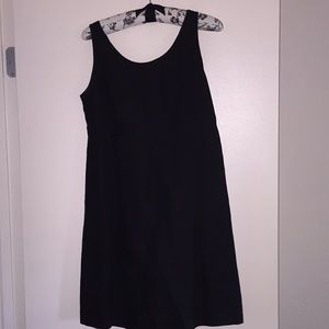 Black linen empire waist mini dress